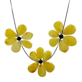 Flower Milky Amber Necklace 14k Gold Plated